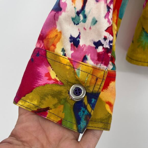 ELCC Floral Zip Womens Jacket Sz M Bold Y2K Artcore Indie Funky Dopamine Retro - Picture 7 of 11